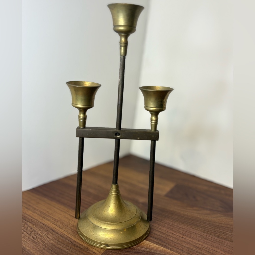 Vintage 3 light Unique Brass Candlestick Holder